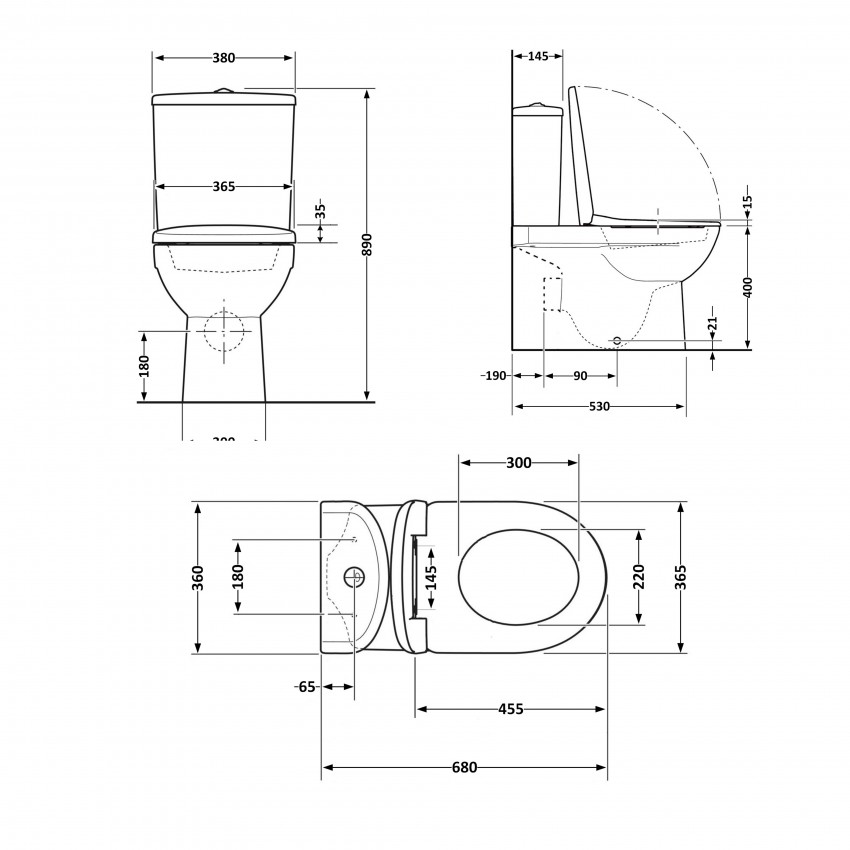 Унітаз підлоговий Jay 680×370×815 мм, White, з сидінням Slim Duroplast/ Soft-close/ Quick Release QT07222176W Qtap QTAP фото 1