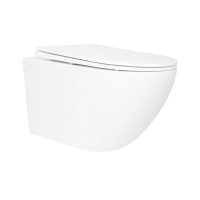 Унітаз підвісний Jay Rimless 520х360х320 мм, White, з сидінням Slim Duroplast/ Soft-close/ Quick Release QT07335176W Qtap