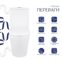 Унітаз підлоговий Swan Rimless 640×360×835 мм, White, з сидінням Slim Duroplast/ Soft-close/ Quick Release QT15222178W Qtap QTAP фото 2