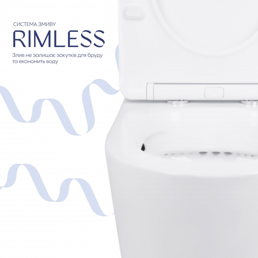 Унітаз підлоговий Swan Rimless 610×360×835 мм, White, з сидінням Slim Duroplast/ Soft-close/ Quick Release QT15222179W Qtap QTAP фото 4