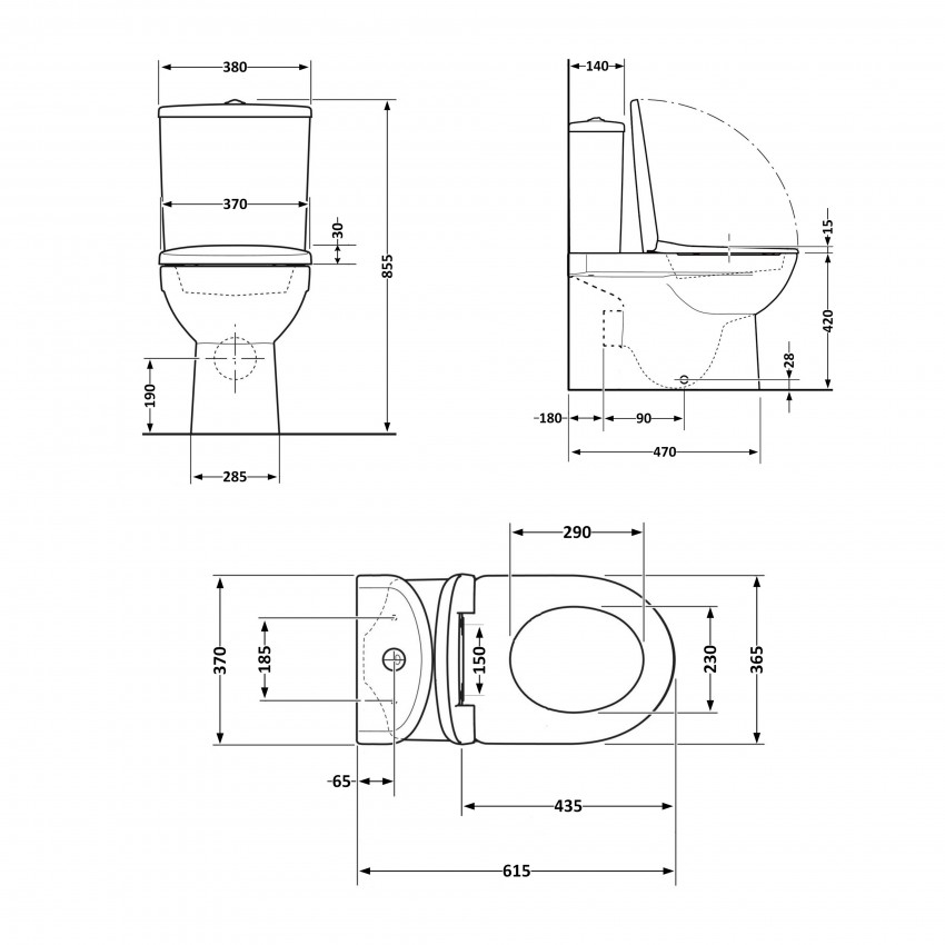 Унітаз підлоговий Swan Rimless 610×360×835 мм, White, з сидінням Slim Duroplast/ Soft-close/ Quick Release QT15222179W Qtap QTAP фото 1