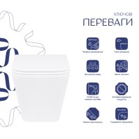 Унітаз підвісний Tern Rimless 490x340x350 мм, White, з сидінням Slim Duroplast/ Soft-close/ Quick Release QT1733052ERW Qtap QTAP фото 2