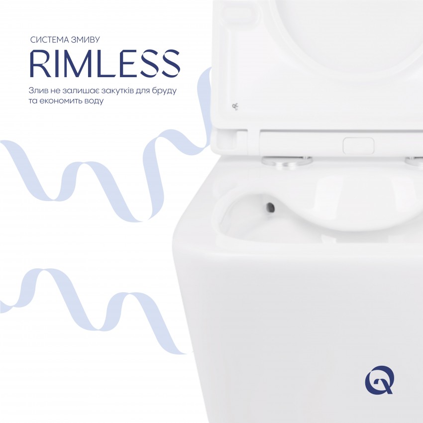 Унітаз підвісний Tern Rimless 490x340x350 мм, White, з сидінням Slim Duroplast/ Soft-close/ Quick Release QT1733052ERW Qtap QTAP фото 4