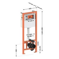 Інсталяція для підвісного унітазу Nest ST 1120/1290х425х155/235 мм, 18/23 cм QT0133M425 Qtap QTAP фото 1