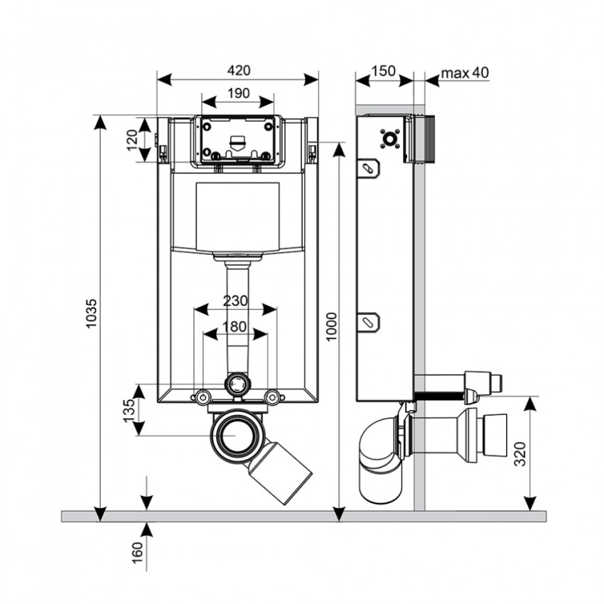 Інсталяційний бачок Nest PR 1035х420х150 мм, 18/23 cм для унітазу QT0134M429 Qtap QTAP фото 1