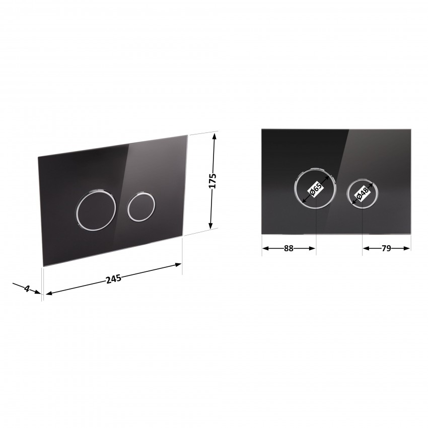 Клавіша змиву Nest 175х245х4 мм, Glass Black, кругла QT0111V1163GB Qtap QTAP фото 1
