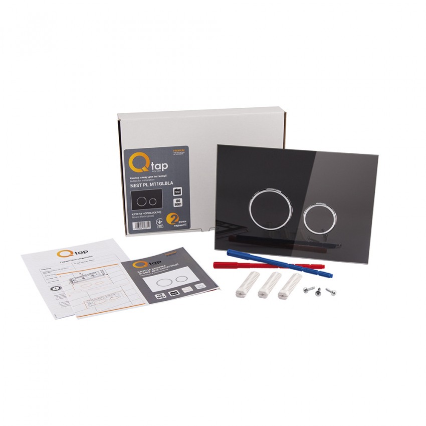 Клавіша змиву Nest 175х245х4 мм, Glass Black, кругла QT0111V1163GB Qtap QTAP фото 4