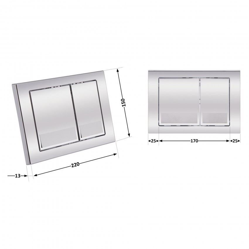 Клавіша змиву Nest 150x220x13 мм, Chrome, квадратна QT0111M06028CRM Qtap QTAP фото 1
