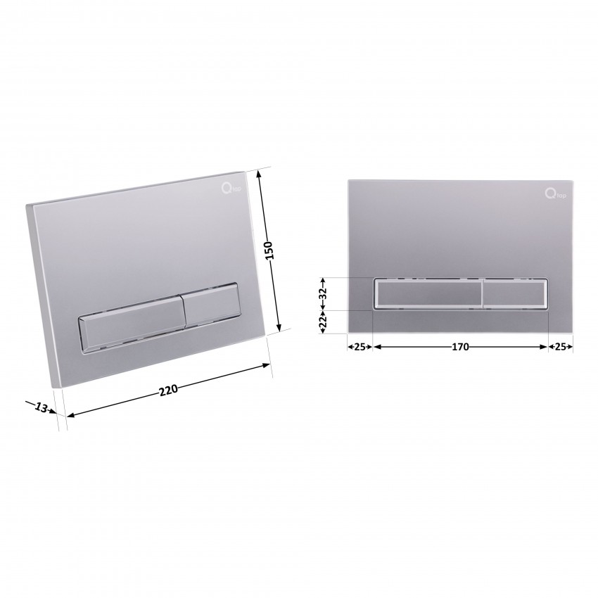 Клавіша змиву Nest 150x220x13 мм, Satin, лінійна QT0111M08382SAT Qtap QTAP фото 1
