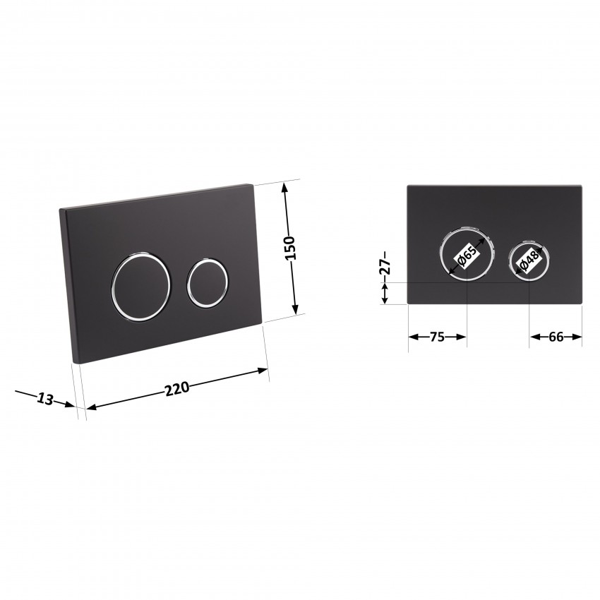 Клавіша змиву Nest 150x220x13 мм, Matt Black, кругла QT0111M11V1146MB Qtap QTAP фото 1