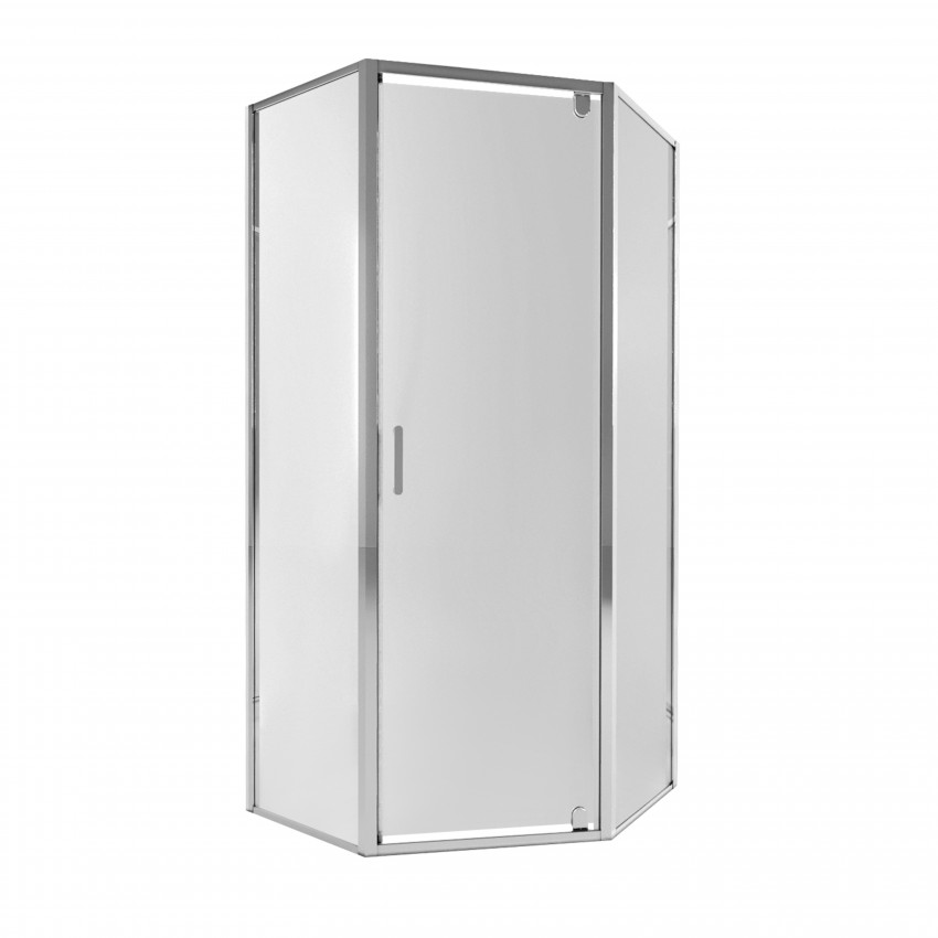 Душова кабіна Leo CRM10995-AC6, 90х90 см, п'ятикутна, скло 6 мм Clear, CalcLess, розпашна, без піддону Qtap QTAP