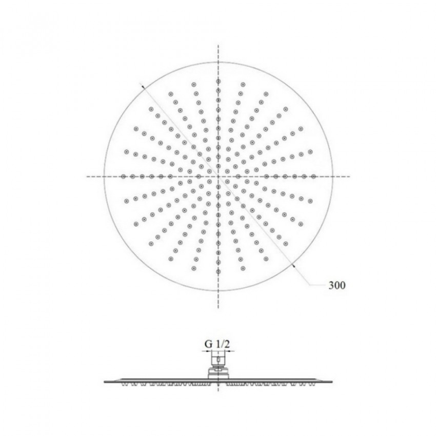 Лійка для верхнього душу Niagara 130, d300 мм, Chrome округла LDNIA130NKS32451 Lidz LIDZ фото 1
