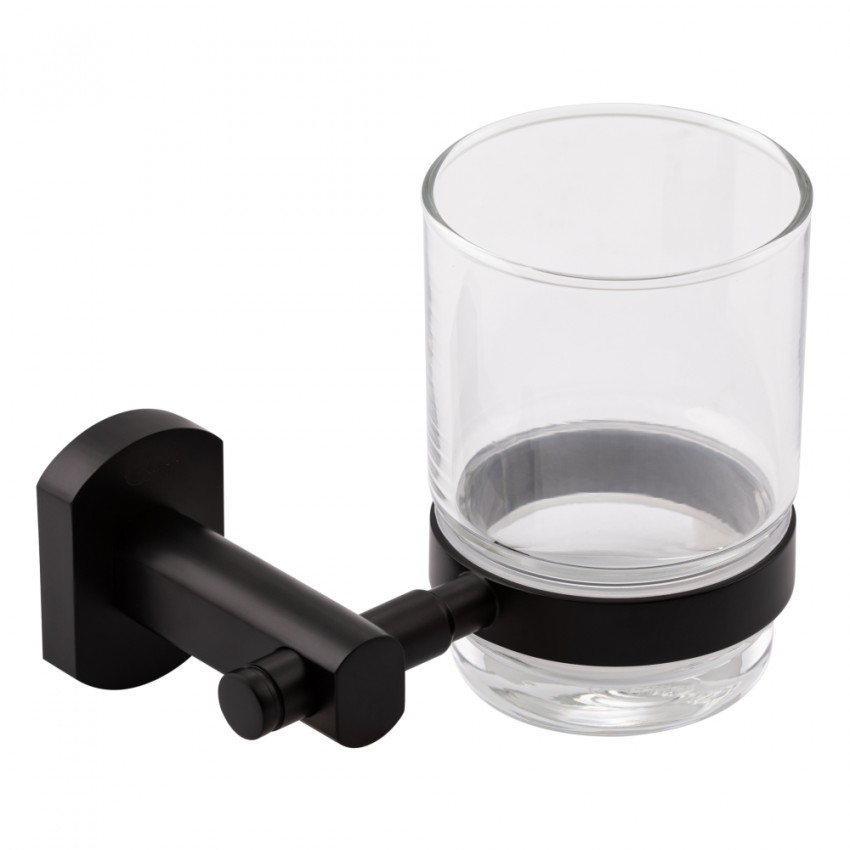 Склянка з тримачем Liberty, Black настінна QTLIBBLM1158 Qtap QTAP