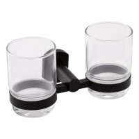 Склянка з тримачем подвійна Liberty, Black настінна QTLIBBLM1155 Qtap
