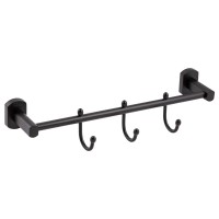 Тримач для рушника Liberty, 3 гачки, 365 мм, Black QTLIBBLM1154-3 Qtap