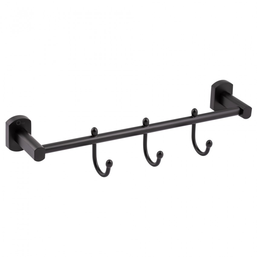Тримач для рушника Liberty, 3 гачки, 365 мм, Black QTLIBBLM1154-3 Qtap QTAP
