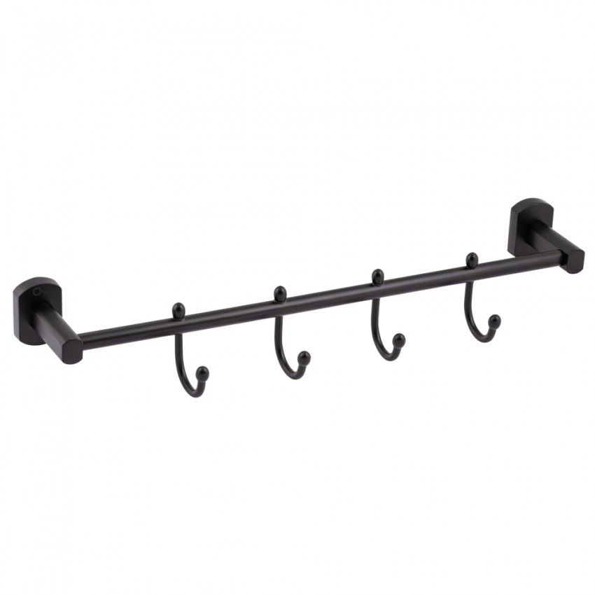 Тримач для рушника Liberty, 4 гачки, 450 мм, Black QTLIBBLM1154-4 Qtap QTAP