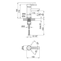 Змішувач для раковини низький Aria 001F, Nickel (k35) LDARI001FNKS34937 Lidz LIDZ фото 1