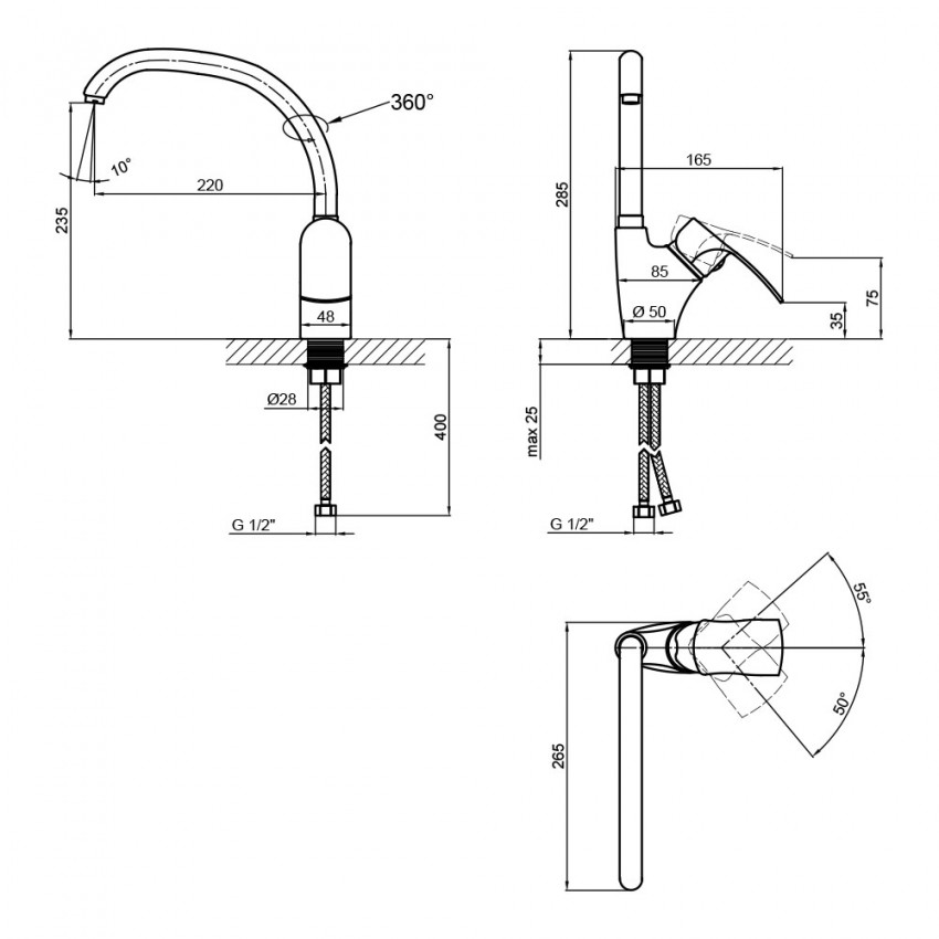 Змішувач для кухні Anny 007F, Chrome (k40) LDANN007FCRM35122 Lidz LIDZ фото 1