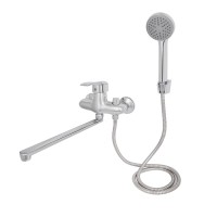 Змішувач для ванни Anny 0051, Chrome (k40) з довгим поворотним виливом та душовим гарнітуром LD43790051CRM35128 Lidz LIDZ фото 4