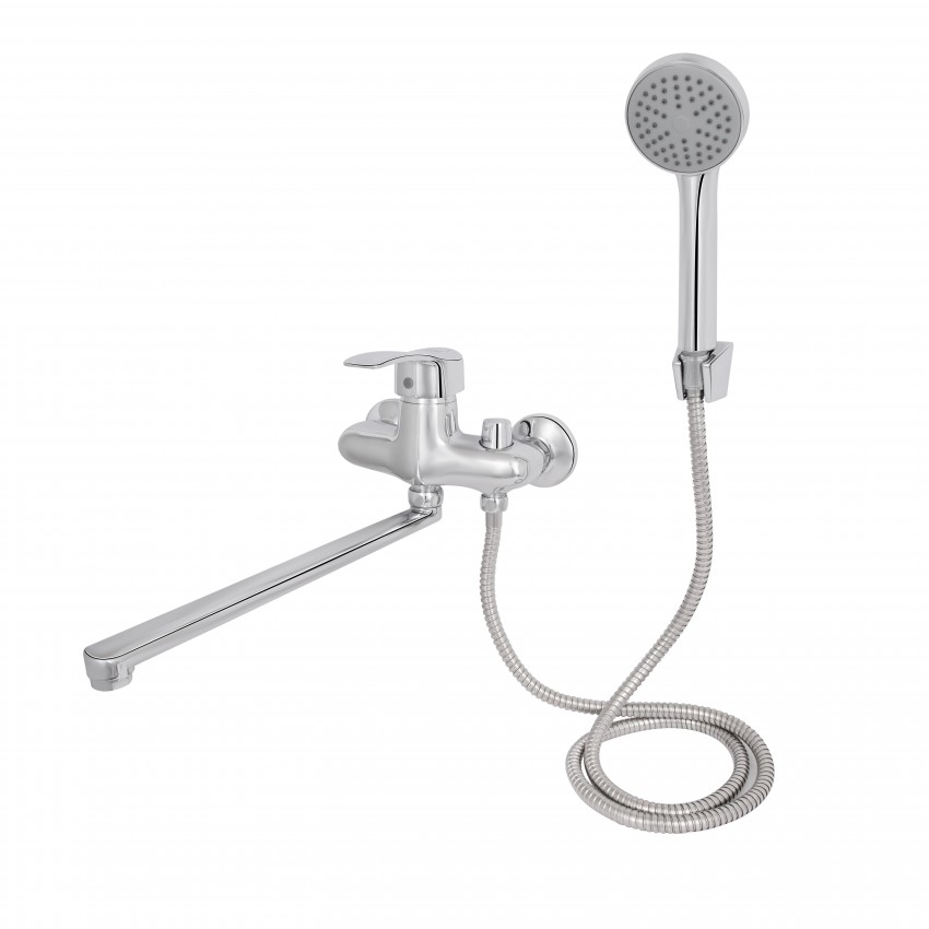 Змішувач для ванни Anny 0051, Chrome (k40) з довгим поворотним виливом та душовим гарнітуром LD43790051CRM35128 Lidz LIDZ фото 4
