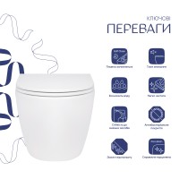 Унітаз підвісний Robin Rimless 575x360x360 мм, White, з сидінням Slim Duroplast/ Soft-close/ Quick Release QT13332141ERW Qtap QTAP фото 2