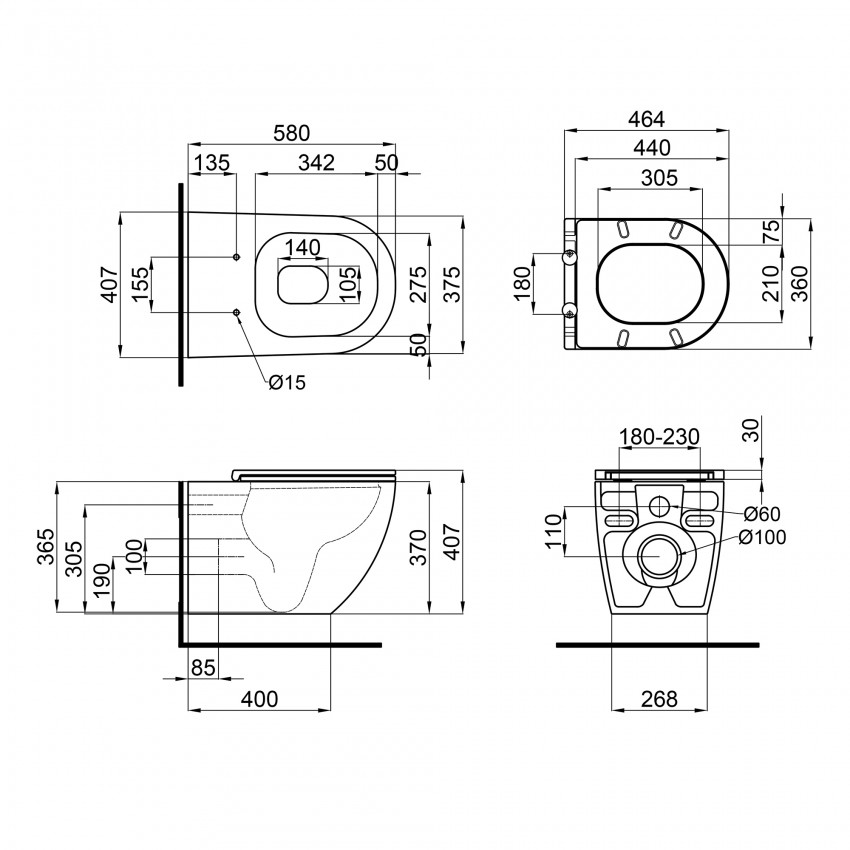 Унітаз підвісний Robin Rimless 575x360x360 мм, White, з сидінням Slim Duroplast/ Soft-close/ Quick Release QT13332141ERW Qtap QTAP фото 1