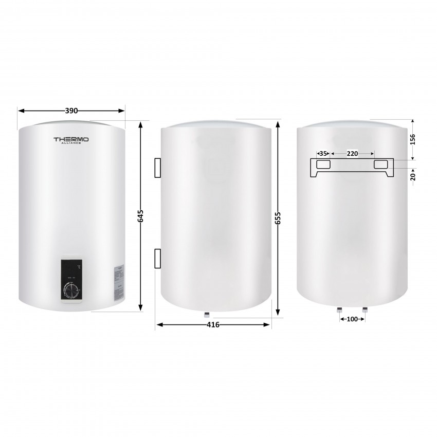 Водонагрівач електричний 50 л вертикальний, сухий ТЕН 2,0 кВт D50V20J2DK Thermo Alliance Thermo Alliance фото 1