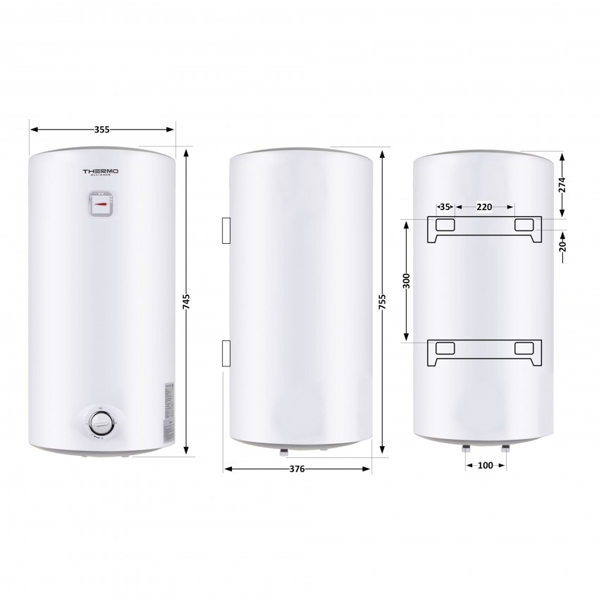 Водонагрівач електричний 50 л SLIM вертикальний, мокрий ТЕН 1,5 кВт D50V15Q1 Thermo Alliance Thermo Alliance фото 1