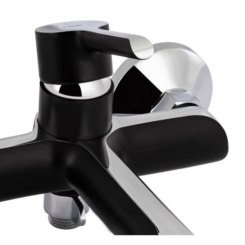 Змішувач для ванни Grand, Chrome/Black (k35) з душовим гарнітуром QTGRABCR006 Qtap QTAP фото 3