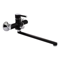 Змішувач для ванни Grand, Chrome/Black (k35 з довгим поворотним виливом та душовим гарнітуром QTGRABCR005 Qtap QTAP фото 2