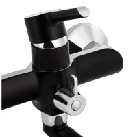 Змішувач для ванни Grand, Chrome/Black (k35 з довгим поворотним виливом та душовим гарнітуром QTGRABCR005 Qtap QTAP фото 3