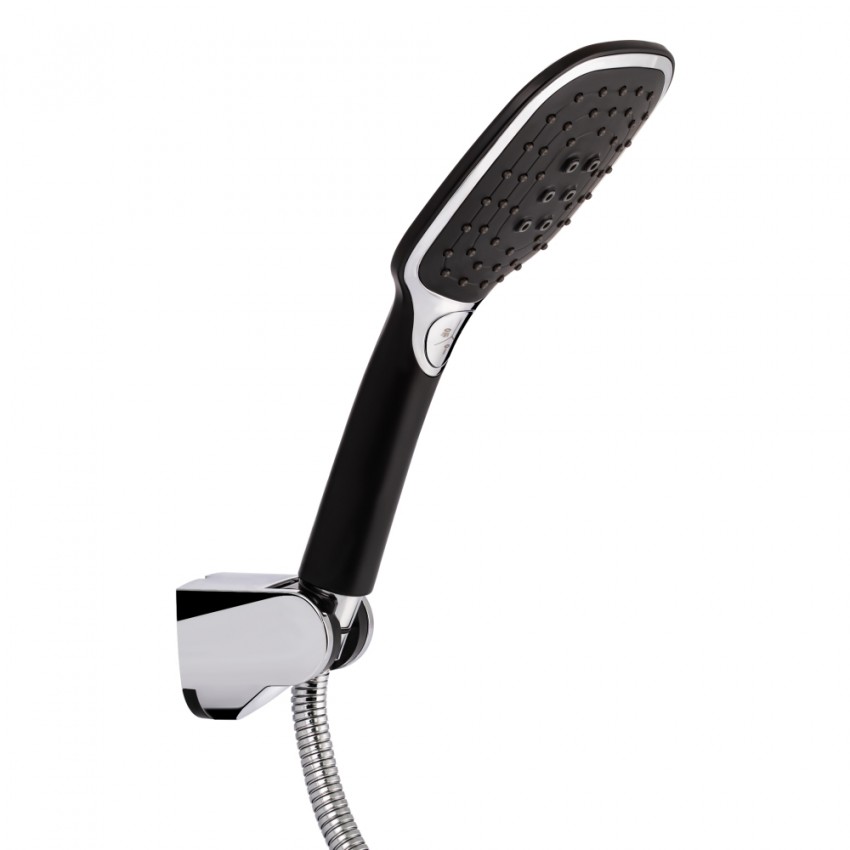 Змішувач для ванни Grand, Chrome/Black (k35 з довгим поворотним виливом та душовим гарнітуром QTGRABCR005 Qtap QTAP фото 4