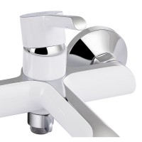 Змішувач для ванни Grand, Chrome/White (k35) з душовим гарнітуром QTGRAWCR006 Qtap QTAP фото 3