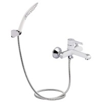 Змішувач для ванни Grand, Chrome/White (k35) з душовим гарнітуром QTGRAWCR006 Qtap