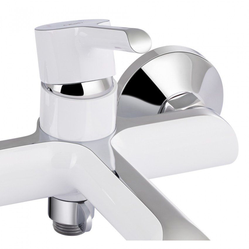 Змішувач для ванни Grand, Chrome/White (k35) з душовим гарнітуром QTGRAWCR006 Qtap QTAP фото 3