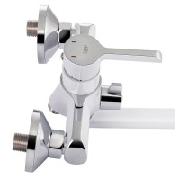 Змішувач для ванни Grand, Chrome/White (k35) з довгим поворотним виливом та душовим гарнітуром QTGRAWCR005 Qtap QTAP фото 4