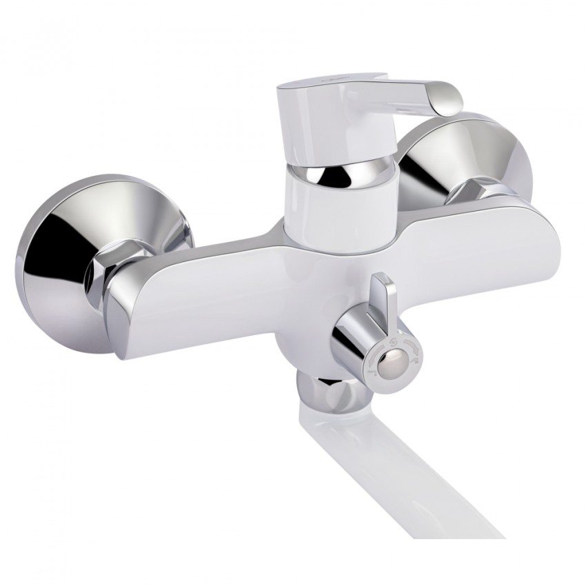 Змішувач для ванни Grand, Chrome/White (k35) з довгим поворотним виливом та душовим гарнітуром QTGRAWCR005 Qtap QTAP фото 3