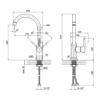 Змішувач для кухні Grand, Chrome/White (k35) QTGRAWCR007F Qtap QTAP фото 1