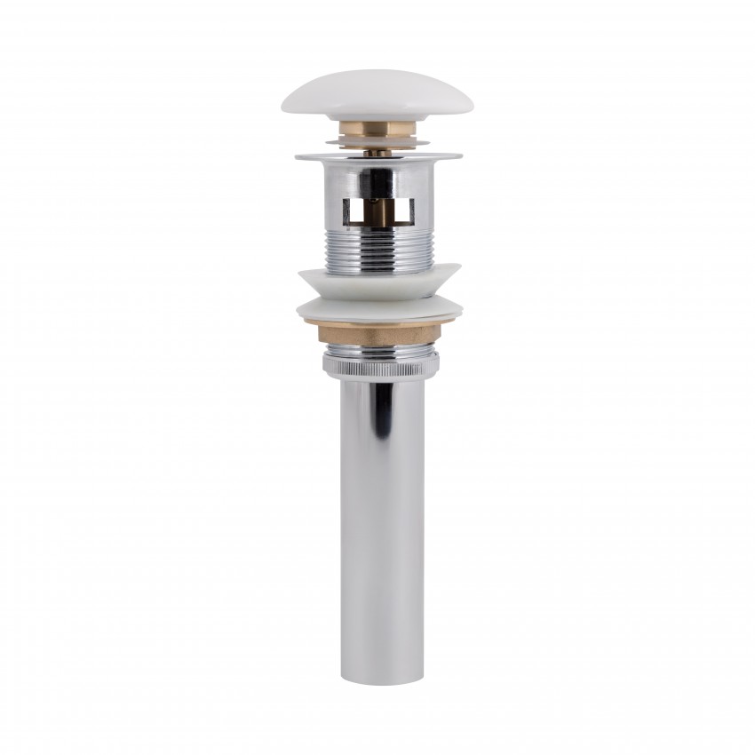 Донний клапан для раковини Pop-up 225х70х70 мм, White з переливом QT066PU02OW Qtap QTAP