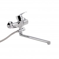 Змішувач для ванни Anny 005C2, Chrome (k40) з довгим поворотним виливом та душовим гарнітуром LDANN005C2CRM35102 Lidz LIDZ фото 2