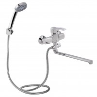 Змішувач для ванни Anny 005C2, Chrome (k40) з довгим поворотним виливом та душовим гарнітуром LDANN005C2CRM35102 Lidz