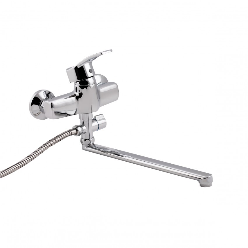 Змішувач для ванни Anny 005C2, Chrome (k40) з довгим поворотним виливом та душовим гарнітуром LDANN005C2CRM35102 Lidz LIDZ фото 2