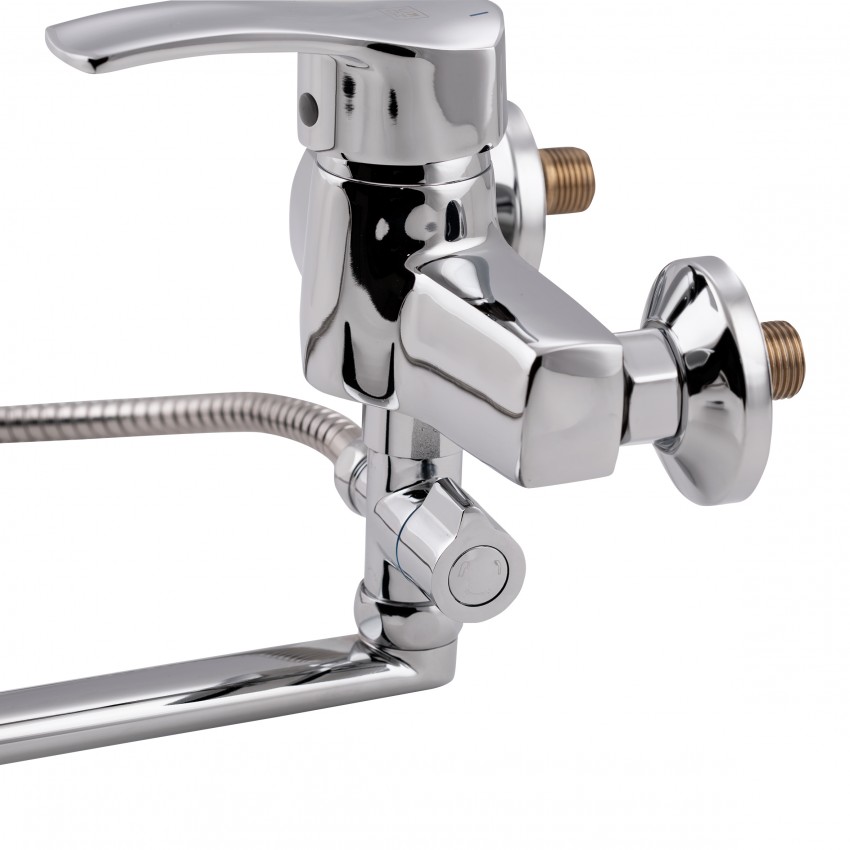Змішувач для ванни Anny 005C2, Chrome (k40) з довгим поворотним виливом та душовим гарнітуром LDANN005C2CRM35102 Lidz LIDZ фото 3