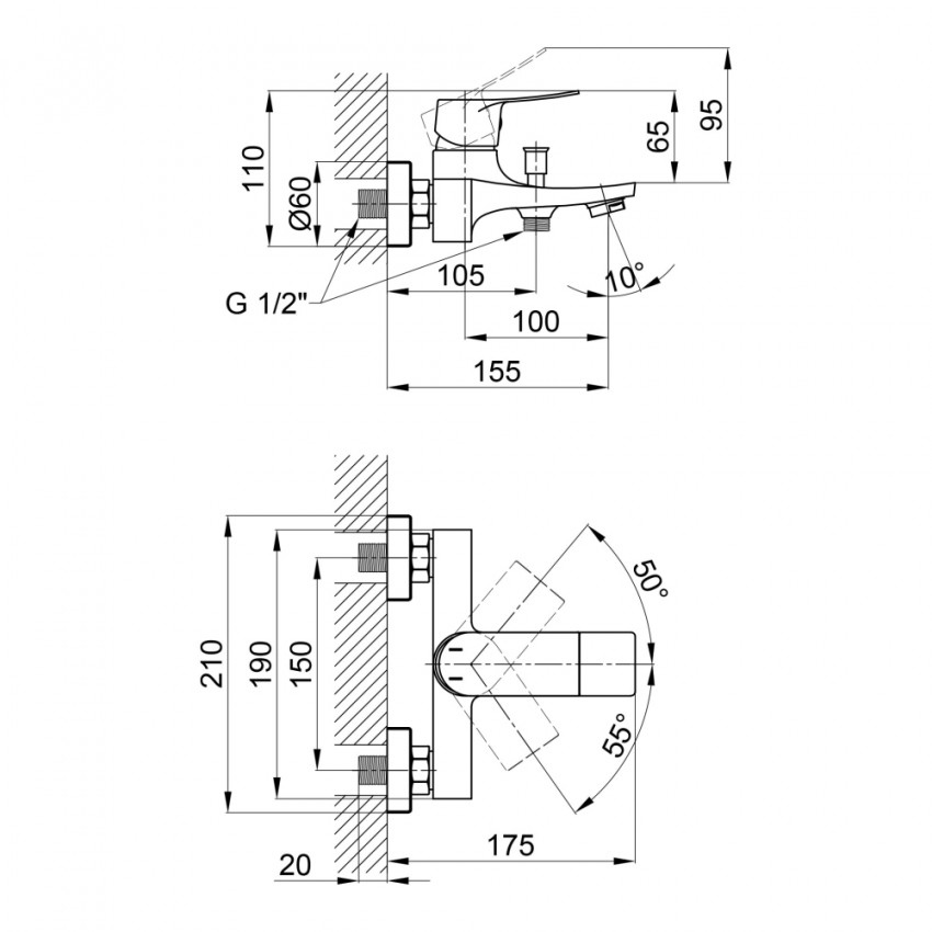 Змішувач для ванни Nihonto, Chrome (k35) QTNH3022101DC Qtap QTAP фото 1