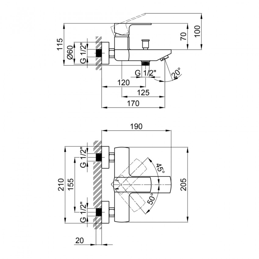 Змішувач для ванни Lipno, Matt Black (k35) QTNH3023101DCB Qtap QTAP фото 1