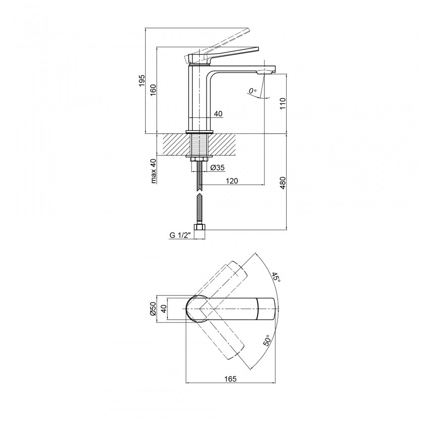 Змішувач для раковини низький Slavonice, Chrome (k35) QTSLV1042103C Qtap QTAP фото 1