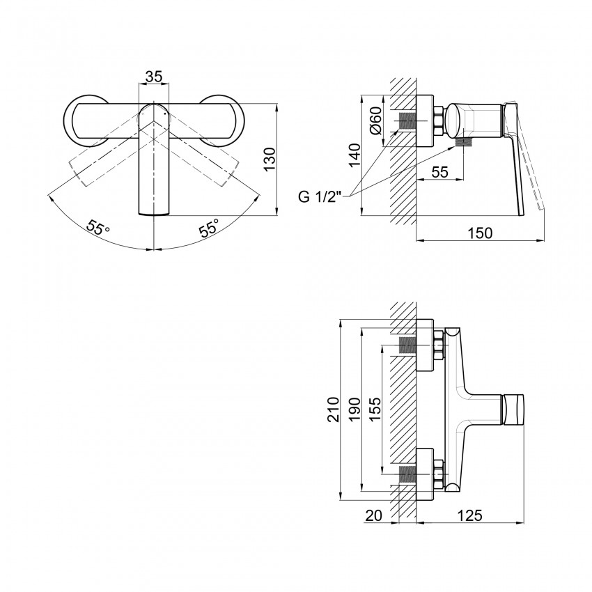 Змішувач для душу Slavonice, Chrome (k35) QTSLV4042103C Qtap QTAP фото 1