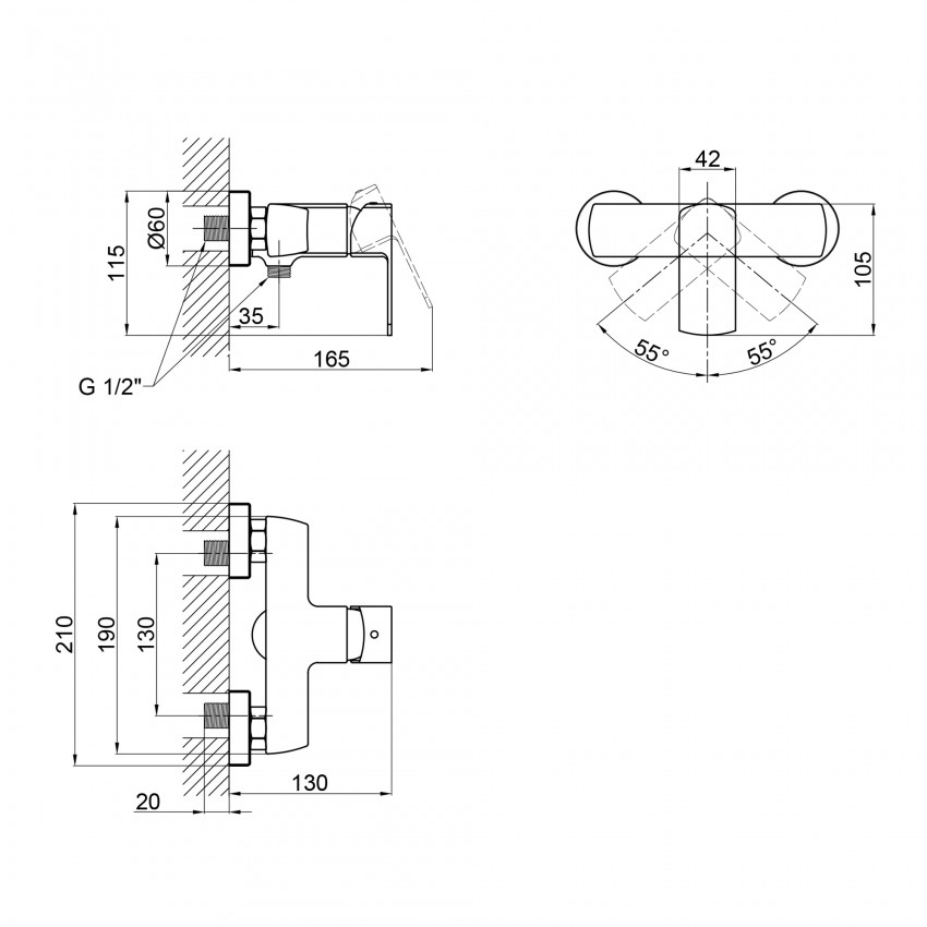 Змішувач для душу Lipno, Graphite (k35) QTLIPNO4023101G Qtap QTAP фото 1