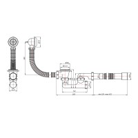 Сифон для ванни LW04 (6003V00202) випуск 70 мм, автоматичний (Click-Clack), плоский, з ревізією (вихід гофра 40/50 мм) Lidz LIDZ фото 1